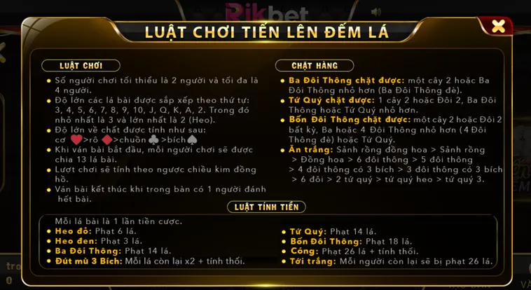Tiến Lên Đếm Lá Tại RikBet Trải Nghiệm Đỉnh Cao Với Phần Thưởng Khổng Lồ