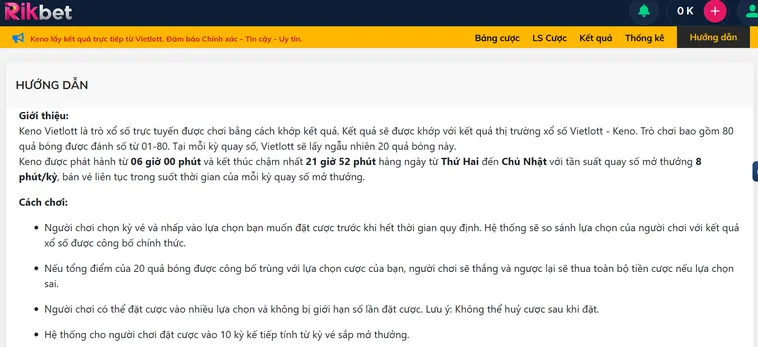 Keno Vietlottt Tại RikBet Siêu Phẩm Quay Số May Mắn Trúng Lớn Mỗi Ngày
